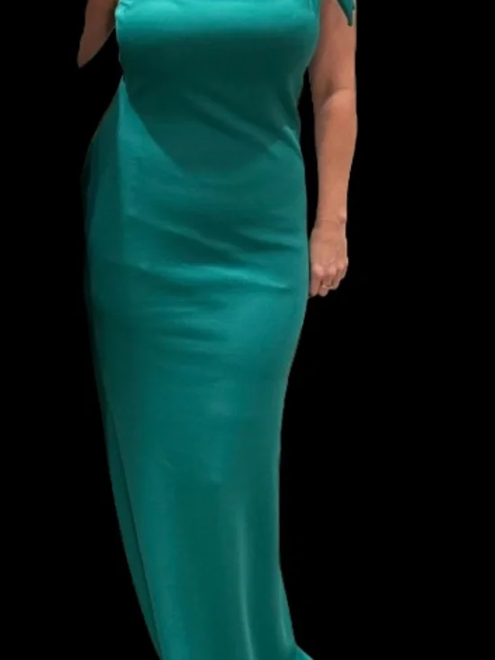 Green evening formal gown dress with jewelry - Picture 2 of 11